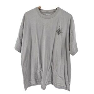 DEL SOL Men's Gray 2XL Compass World Map Graphic Short Sleeve T-Shirt Cotton